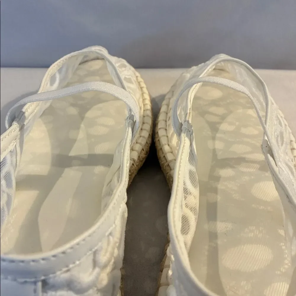 Universal Thread White Celia floral lace Mary Jane espadrille flats size 9.5